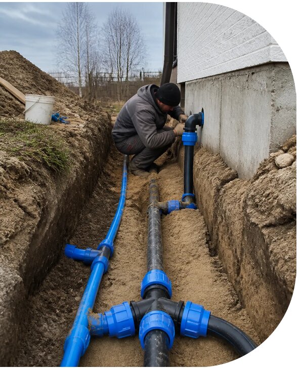Монтаж наружного водопровода на участке под ключ в Симферополе
